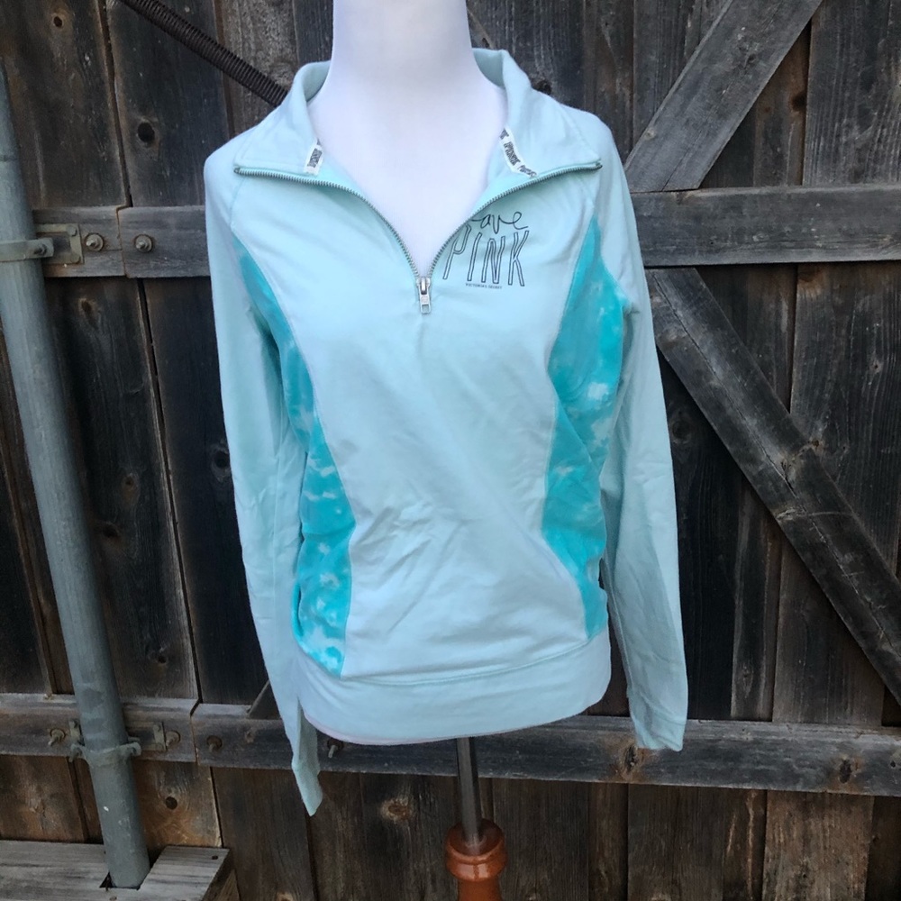 Love Pink Aqua Fitted Half ZIP with Tie-dye detail